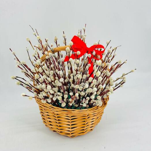Верба Пасха Корзина живой вербы 51 шт