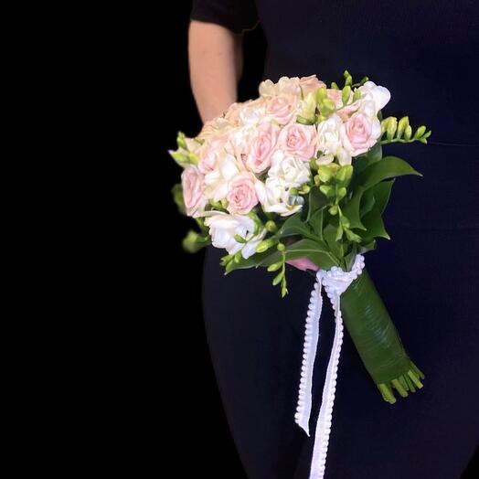 Bridal Bouquet Pink roses and Freesia