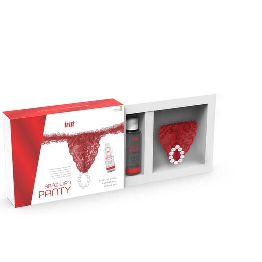 Набор Brazilian Panty Sliding Gel Strawberry + повязка (красная)