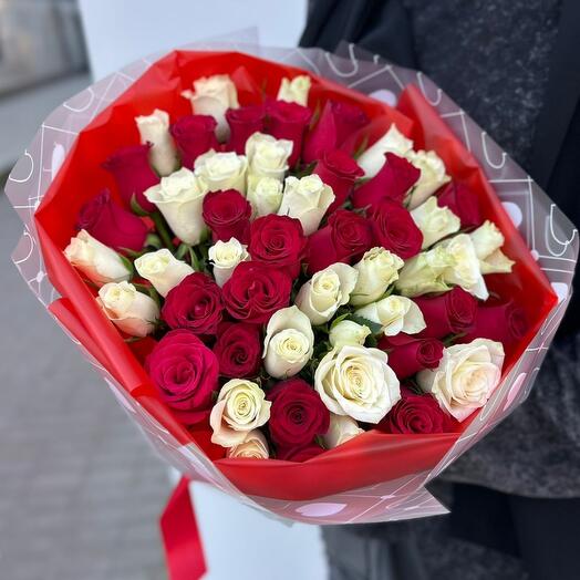 -20%АКЦИЯ🌹Монобукет "Инь и янь" /роза кения/кенийские розы/Цветы в Уфе/Цветы Уфа/Доставка цветов Уфа