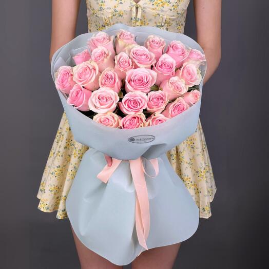 Цветы Букет Art Flowers 25 нежных розовых роз 50 см