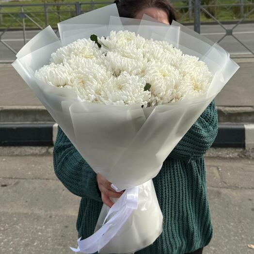Букет из 11 белых хризантем