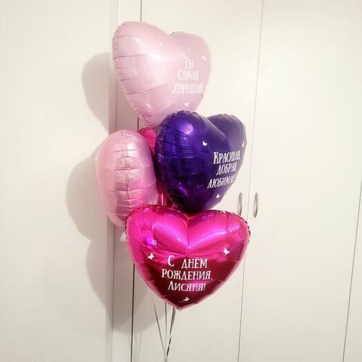 Foil hearts with the inscription