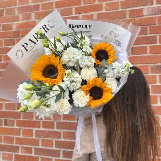 Ваши любимые подсолнухи в букете 🌻 / цветы в Уфе с доставкой