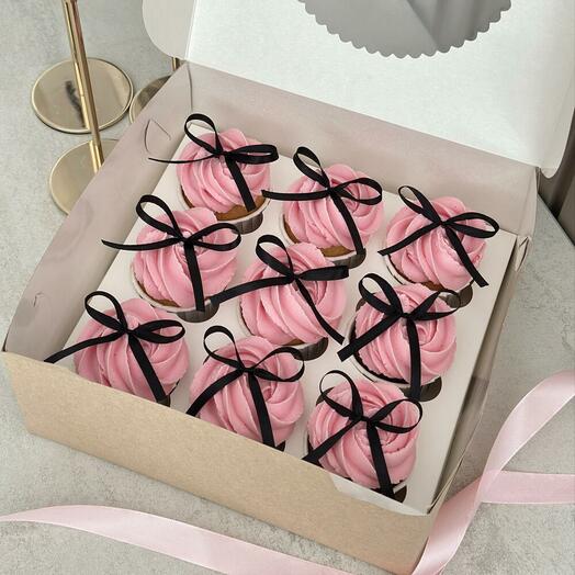 Капкейки на девичник для девушки девочке подруге дочке розовые с бантиком