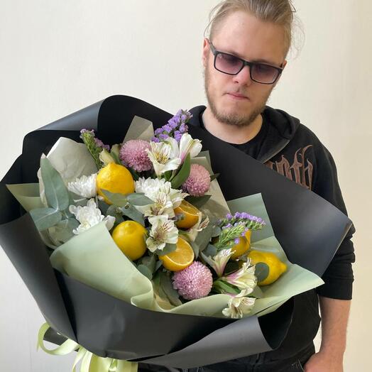 ОРИГИНАЛЬНЫЙ ФРУКТОВЫЙ букет ЛИМОНЧЕЛЛО / подарок любимой / подарок жене на день матери / маме