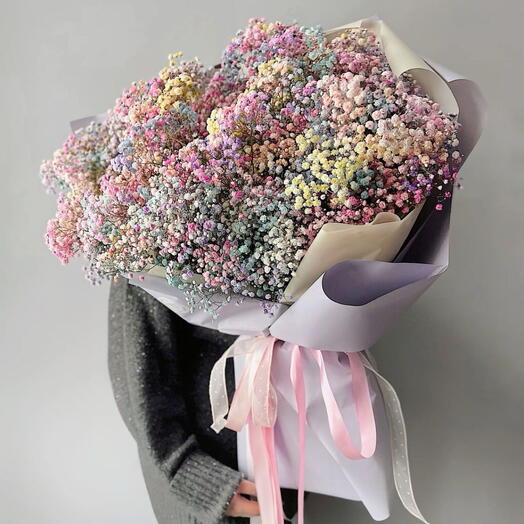 Букет из радужных гипсофил 💕