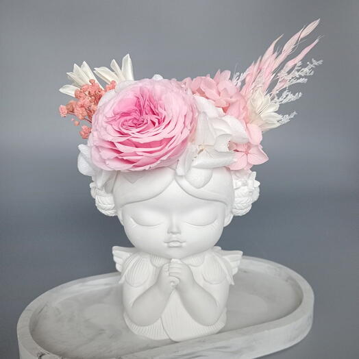 Композиция из стабилизированных цветов, букет "Нежность" на день рождения