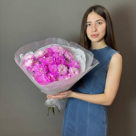 Букет из 5 розовых хризантемы 012