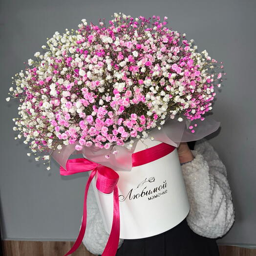Гипсофила бело-розовая в коробке для мам🌸