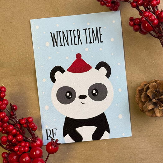 Новогодняя открытка «панда»