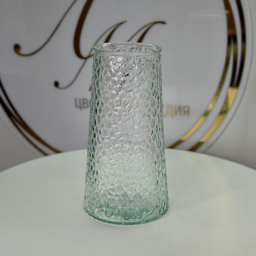 Ваза стеклянная узор «Кожа» прозрачная