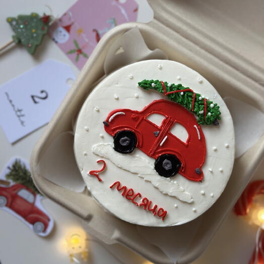 Детский новогодний бенто торт на каждый месяц с машинкой
