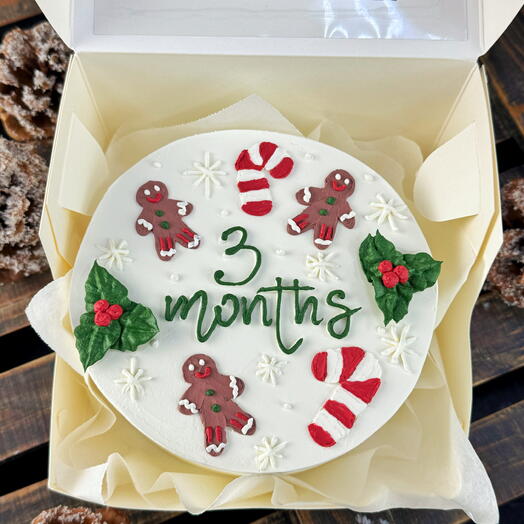 Бенто торт новогодний с елочками и пряничками