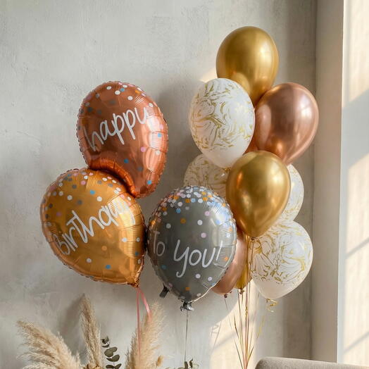 Набор шаров «Happy Birthday» на день рождения