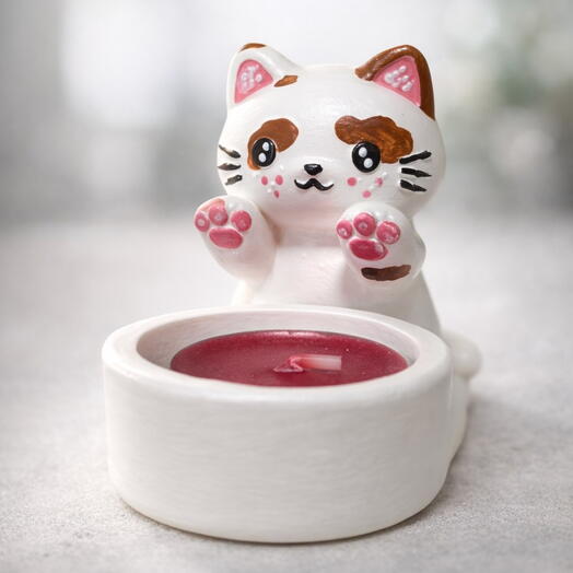 Подсвечник котик со свечой