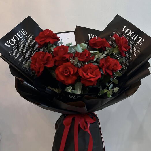 Моно-букет из красных роз