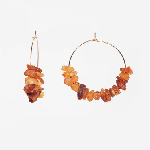 Серьги Корица Янтарь желтый 14K (EAR1028)