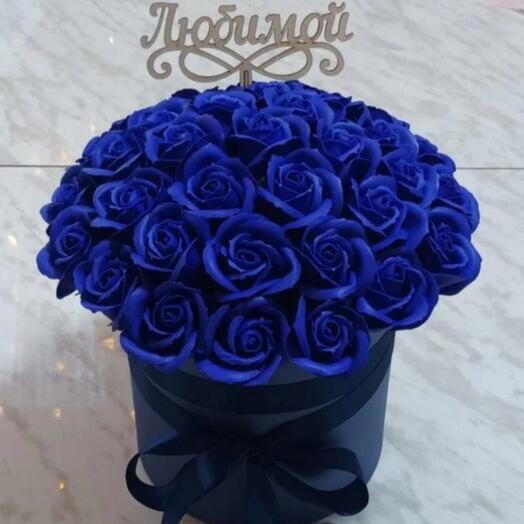 Букет 35 синих мыльных роз