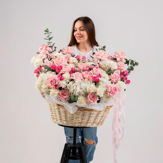 🌸Большая корзина цветов - ВАУ эффект, доставка цветов