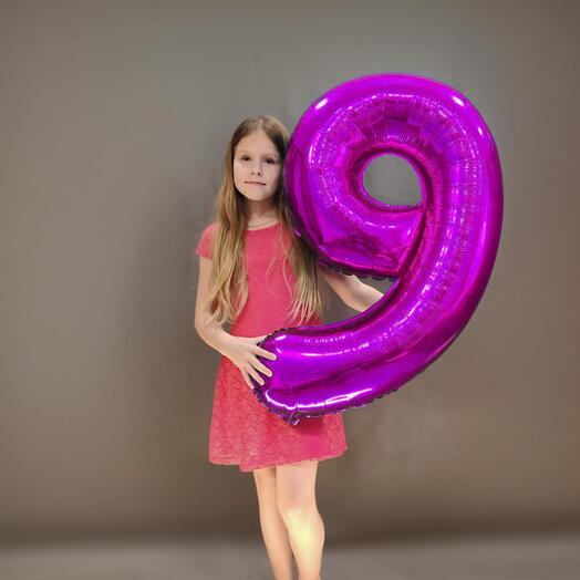 Шар Цифра Фуксия 9