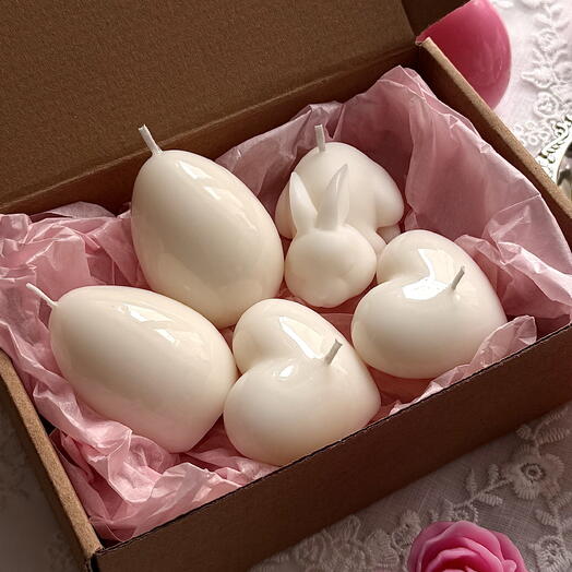 Свечи пасхальные яица, сердечко и зайка