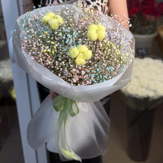 Букет с гипсафилой 💛