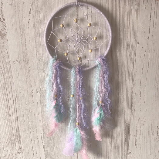 Ловец снов, вязаный крючком, цвет светлый