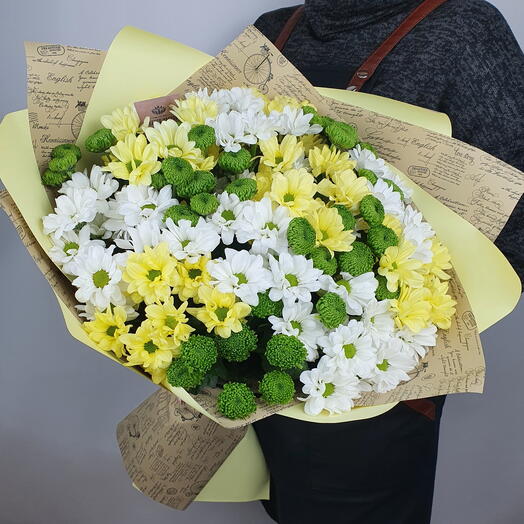 Микс ярких хризантем 15 шт