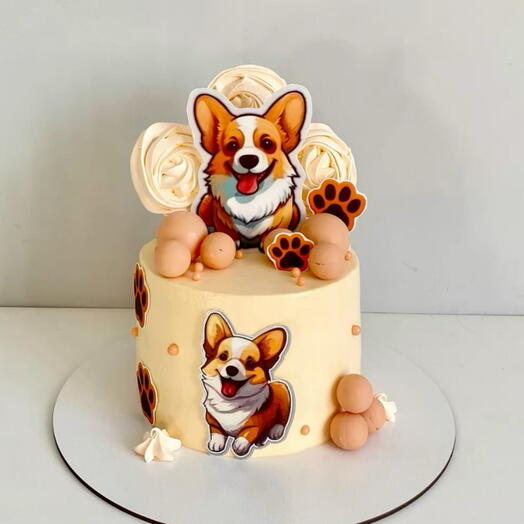 Торт с собачками корги и лапками