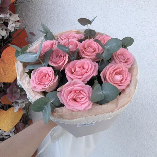 🌸Персиковые розы и эвкалипт букет Bloom Room