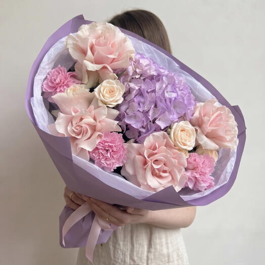 Лавандовое облако 💟 французские розы, гортензия, диантусы