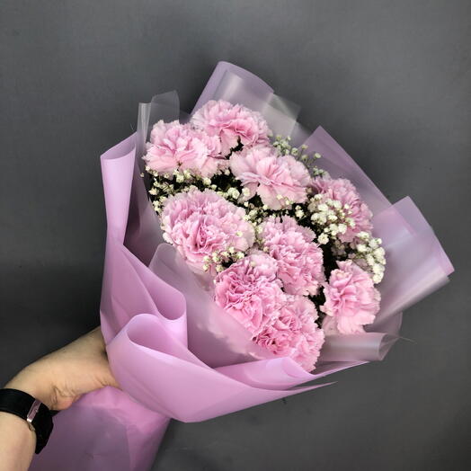 Букет диантусов с гипсофилой🌸☘️