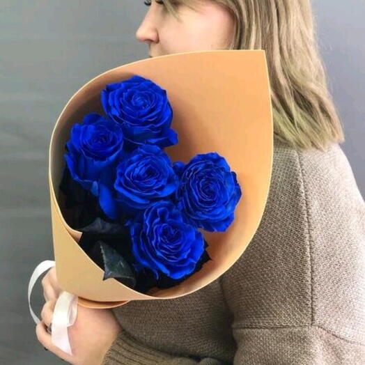 Букет из 5 синих роз 🌹