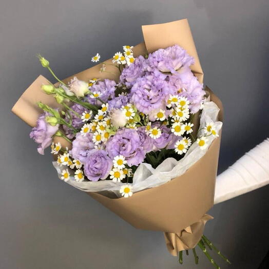 Эустома лавандовая 💜с кустовой ромашкой