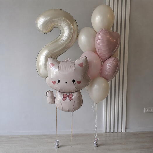 Нежный сет с кошечкой (можно добавить вторую цифру)