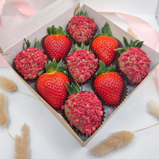 Клубника в шоколаде 9-12 ягод🍓 "Набор 28" сублимировая малина клубника и свежая клубника