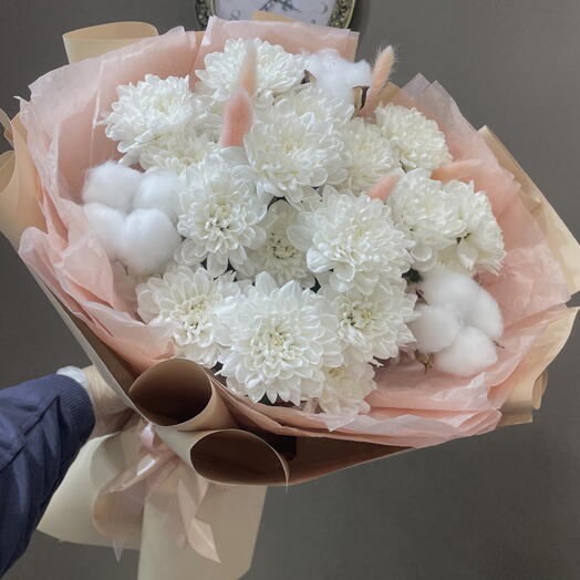 Букет с хлопком и лагурусом 🎀
