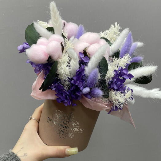 Коробочка с сухоцветами мини 💜