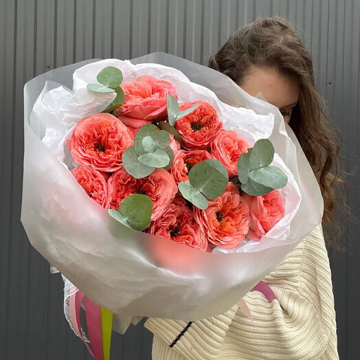 Мандариновый рассвет🍊Букет из 11 Эквадорских роз🌹Пионовидная Роза🧡Роза Мандарин Экспрешн🧡