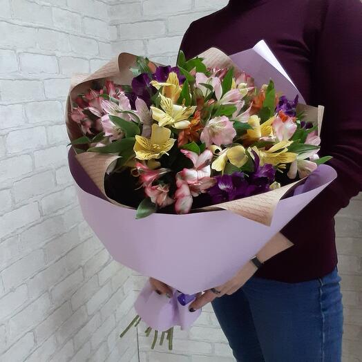 Charming, bright bouquet of alstroemeria