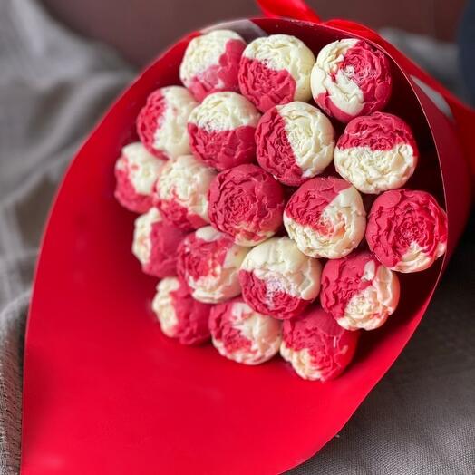 Шоколадные пионы розы в букете 19 пионов съедобный букет, Flowers and ...