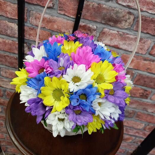 Basket with flowers Bright summer