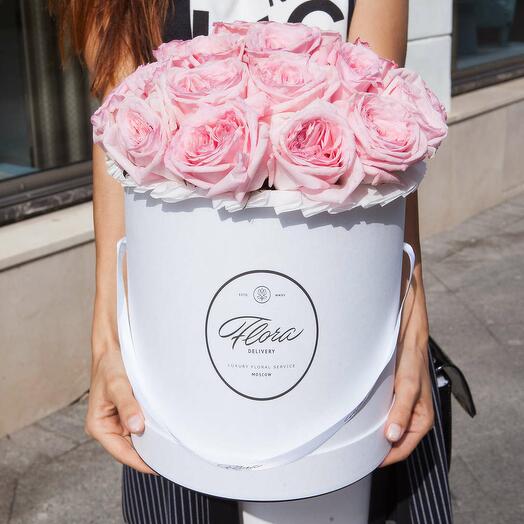 Hatbox Grand "Pink O Hara Roses" WHITE