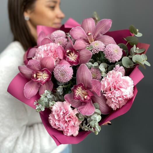 Букет из орхидей в роскошном малиновом оттенке 💕😍