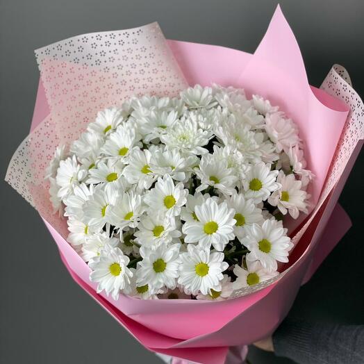 Белые хризантемы 5 веток