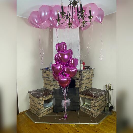 Воздушные шары и сердца, 30 штук