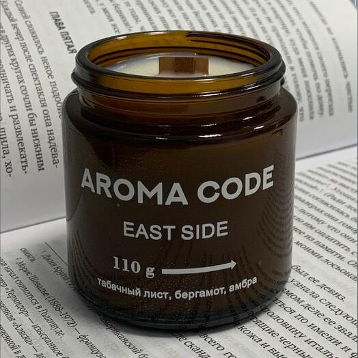 Свеча ароматическая с древесным фитилем aroma code 110 г