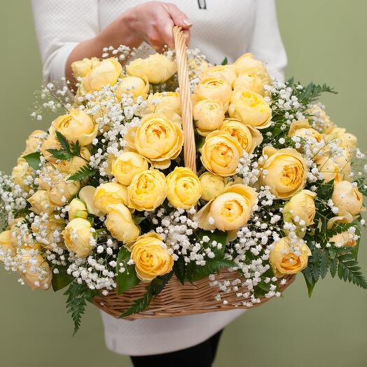 Basket with flowers Golden clouds