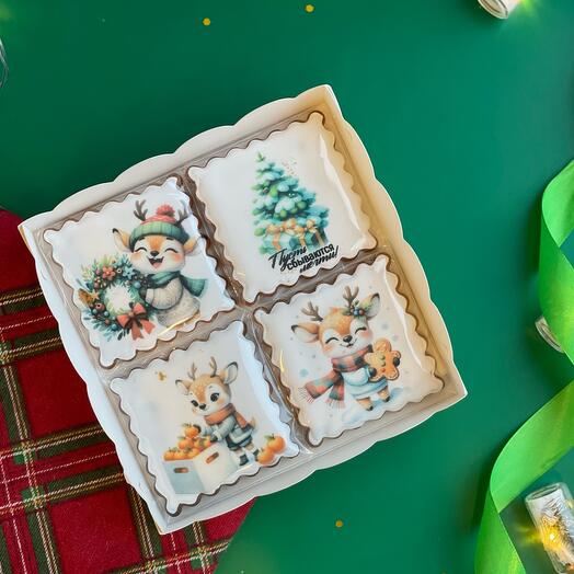 Набор имбирных пряников на нг, Новый год, олени, оленята